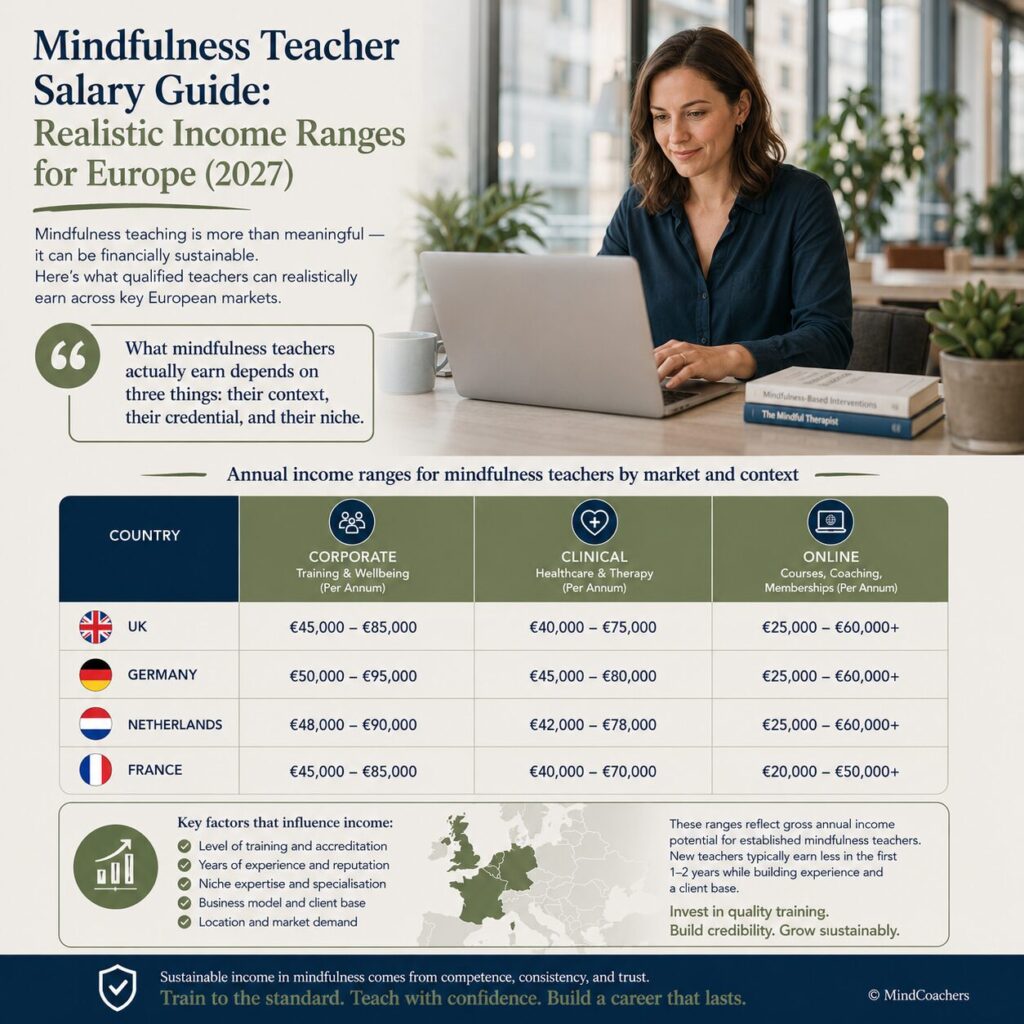 Mindfulness Teacher Salary Guide: Realistic Income Ranges for Europe (2027) Mindfulness Teacher Salary Guide: Realistic Income Ranges for Europe (2027)
