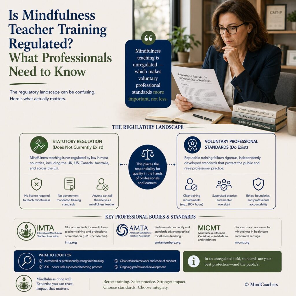 Is Mindfulness Teacher Training Regulated? What Professionals Need to Know Is Mindfulness Teacher Training Regulated? What Professionals Need to Know