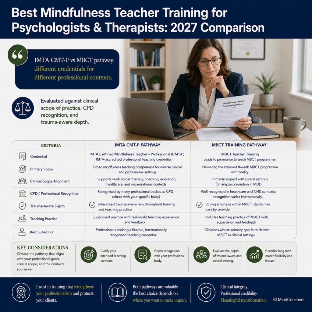 Best Mindfulness Teacher Training for Psychologists and Therapists: 2027 Comparison Best mindfulness teacher training for psychologists and therapists — 2027 programme comparison
